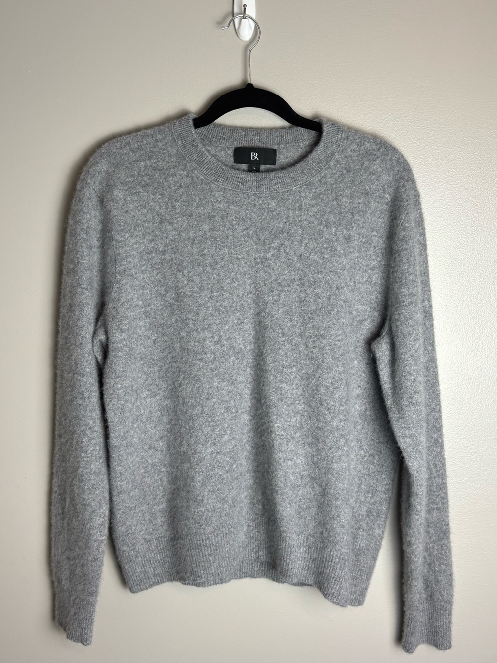 Banana Republic Light Grey Crewneck 100% Cashmere Blend Sweater Size Large